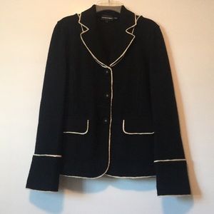 Emporio Armani black wool white trim blazer jacket